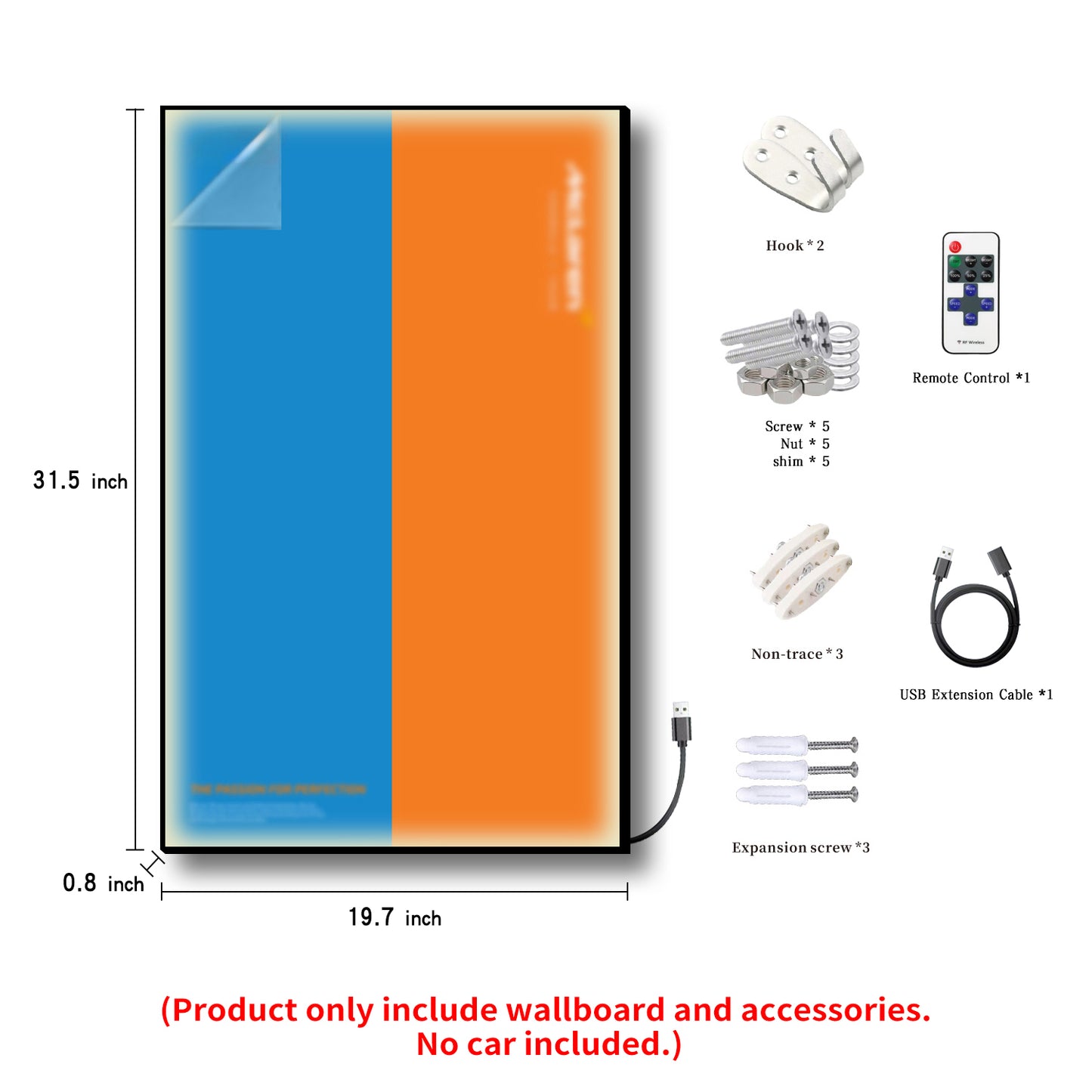 iLuane Display Wallboard for Lego Technic McLaren Formula 1 Race Car 42141 with LED Lights (No Car Included)
