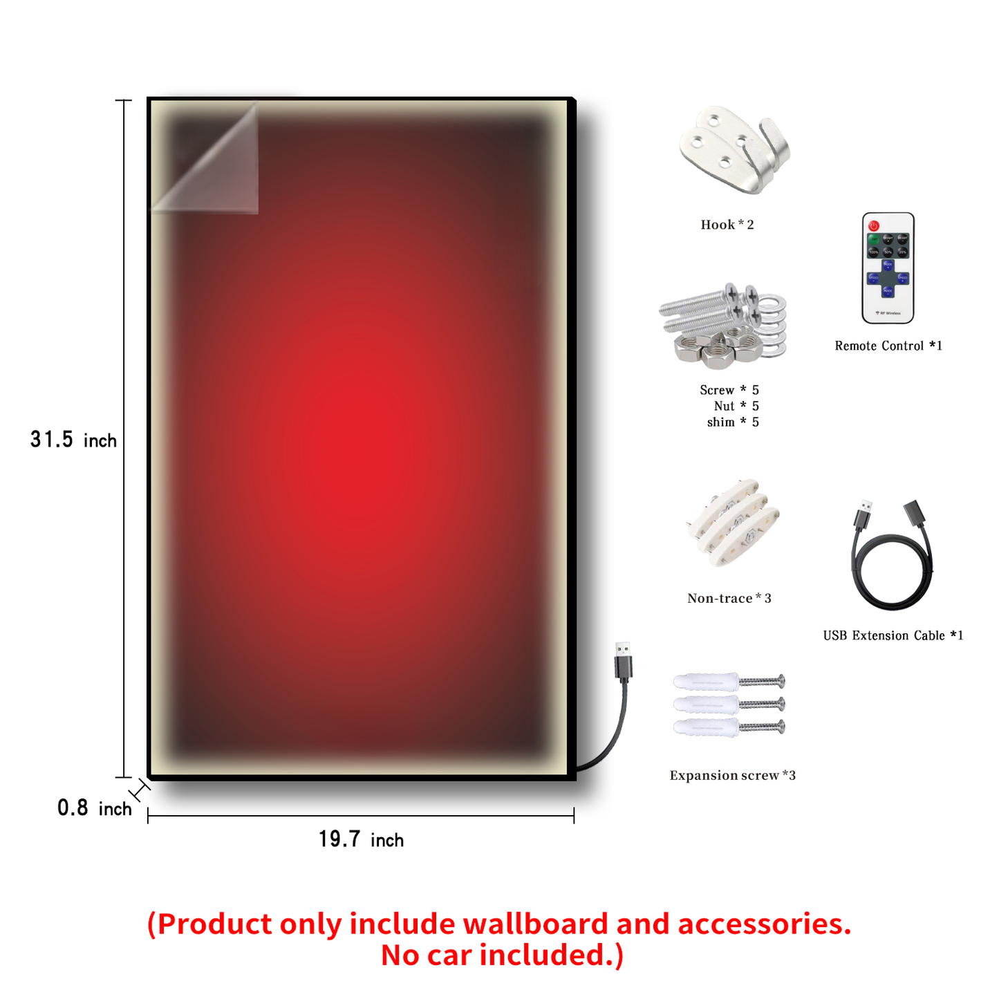 iLuane Display Wallboard for Lego Technic SF-24 Model Car Kit Building Set 42207 with LED Lights (No Car Included)