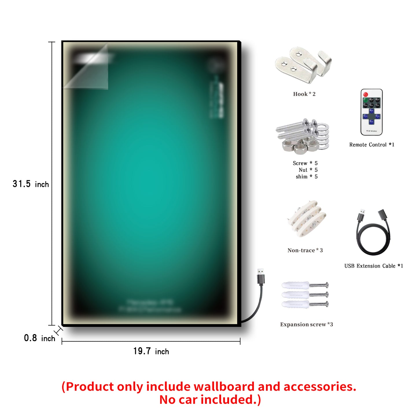 iLuane Display Wallboard for Lego Technic Mercedes-AMG Race Car 42171 with LED Lights (No Car Included)