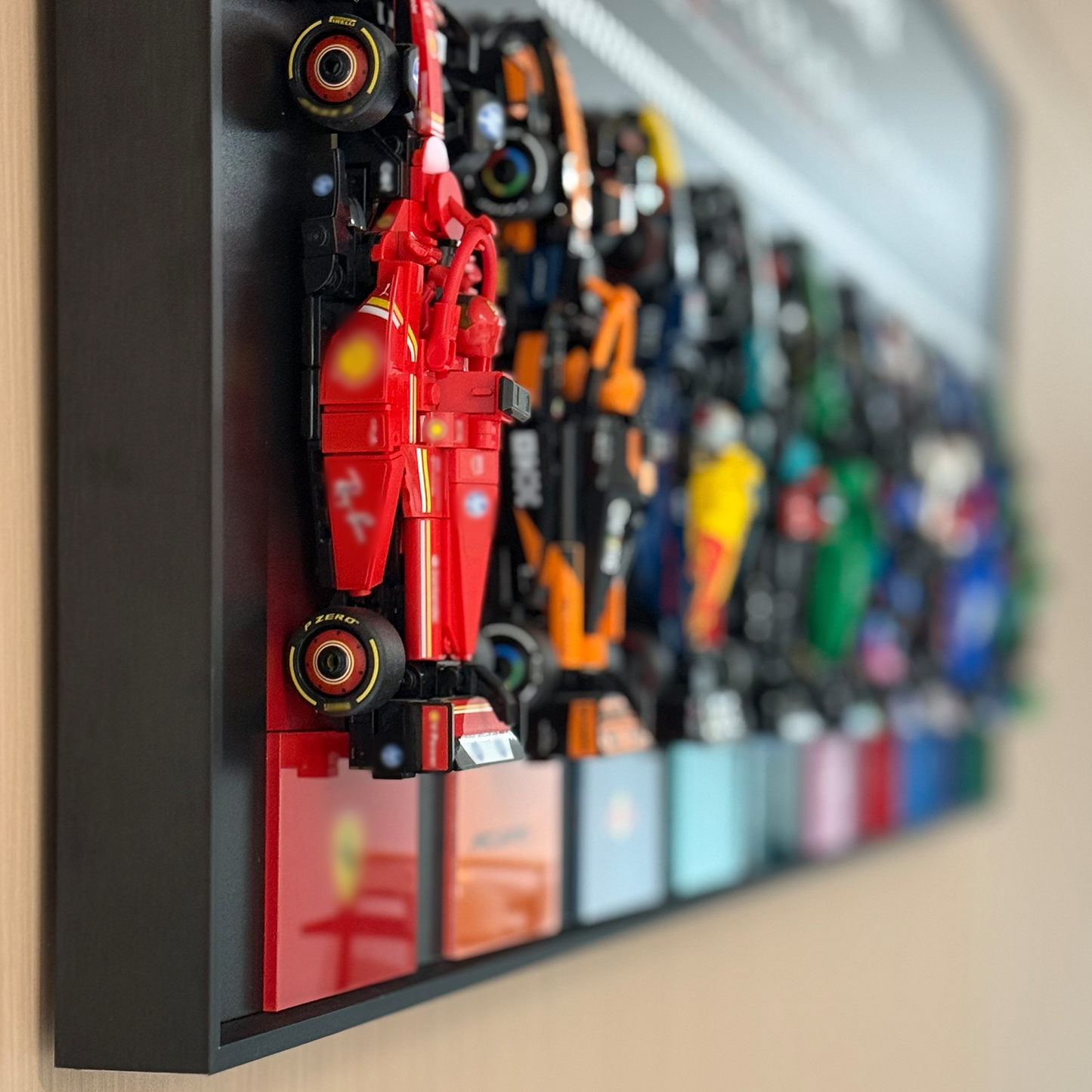 iLuane Display Wallboard for Lego Speed Champions Collector's Pack 66802, Holds 10 Cars in One Frame, Adult Collectibles Wall Mount, Home or Office Décor, 77242–77251 Style B (No Car Included)