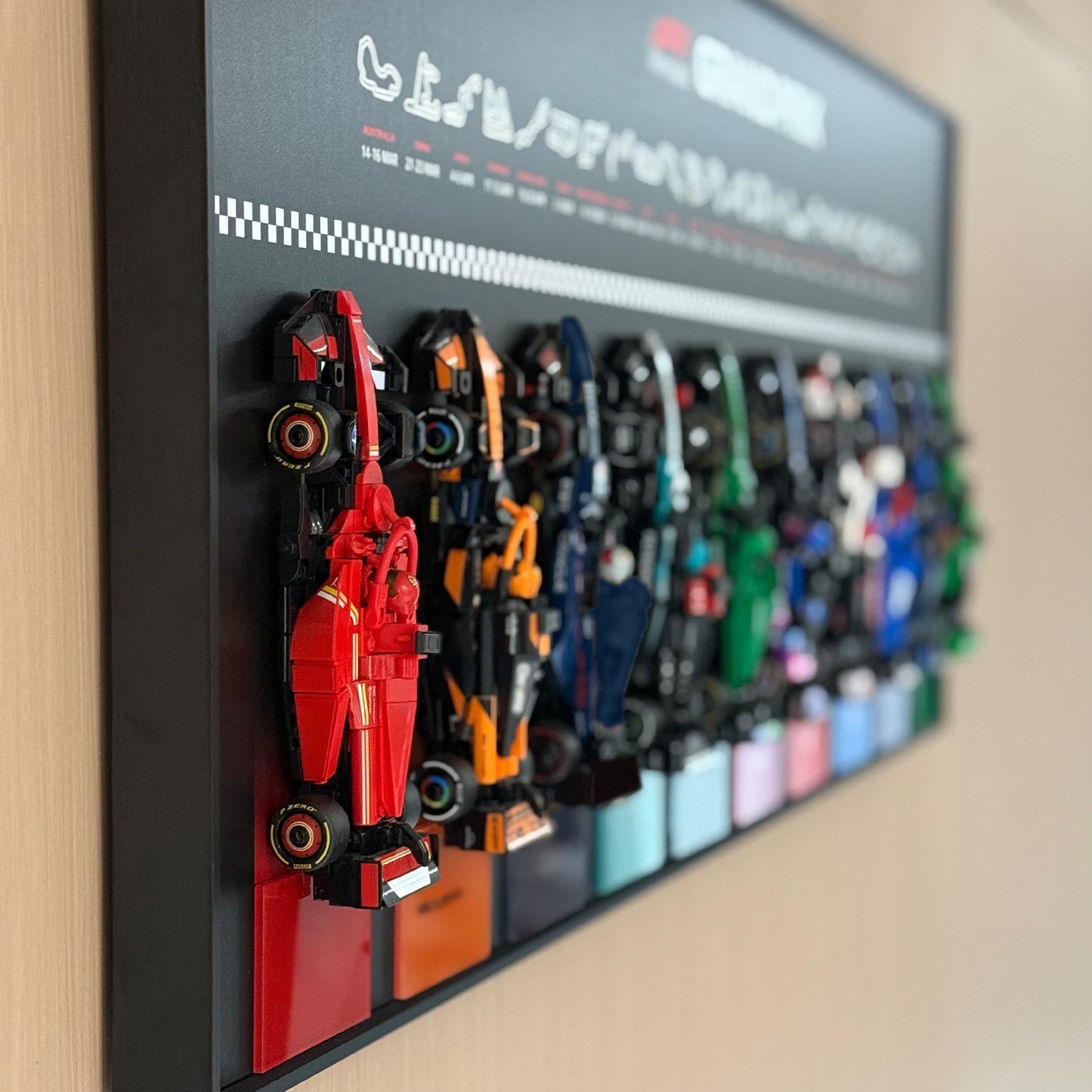 iLuane Display Wallboard for Lego Speed Champions Collector's Pack 66802, Holds 10 Cars in One Frame, Adult Collectibles Wall Mount, Home or Office Décor, 77242–77251 Style B (No Car Included)