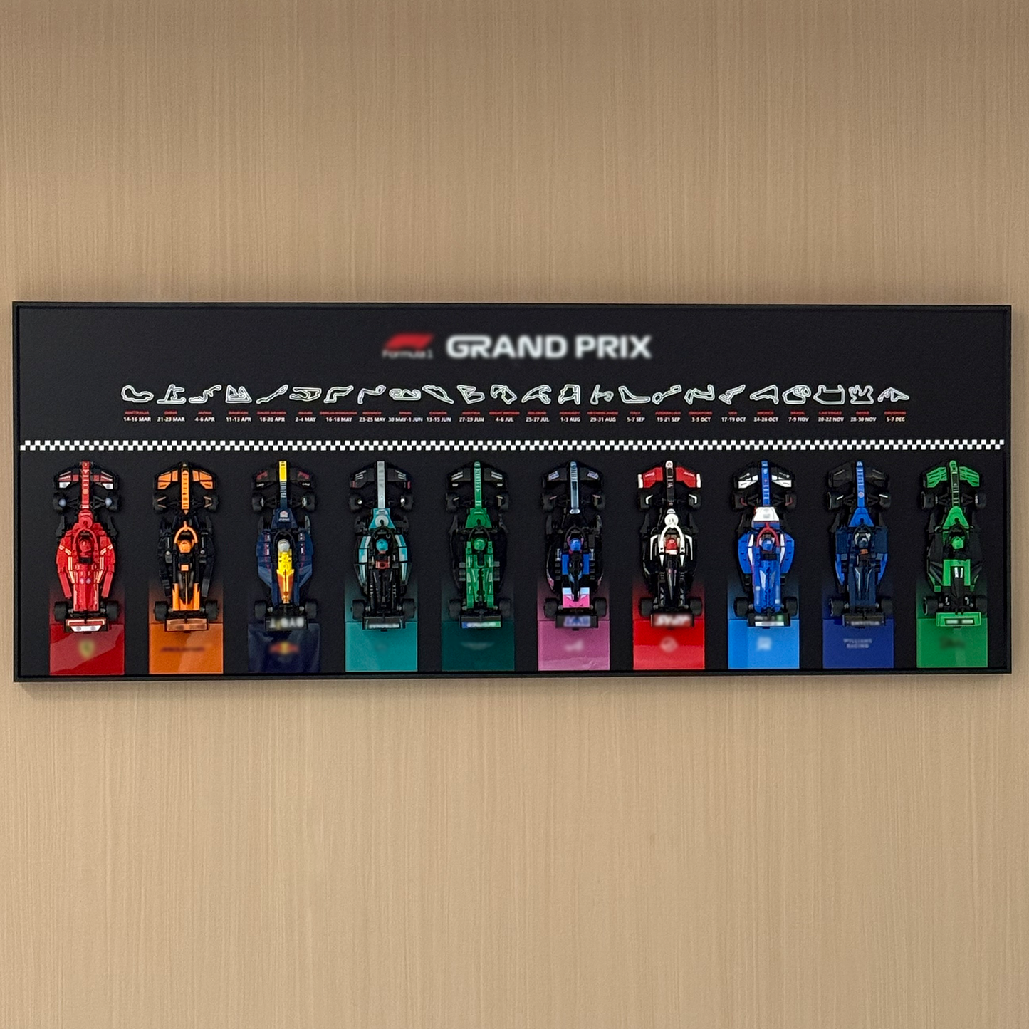 iLuane Display Wallboard for Lego Speed Champions Collector's Pack 66802, Holds 10 Cars in One Frame, Adult Collectibles Wall Mount, Home or Office Décor, 77242–77251 Style B (No Car Included)