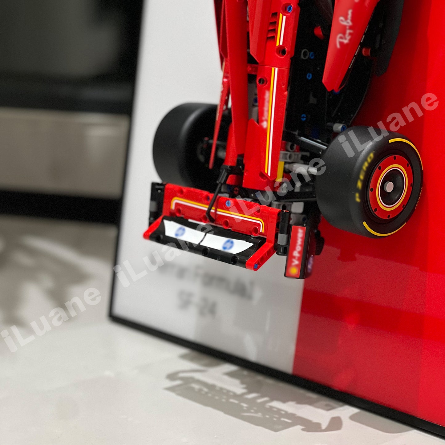 iLuane Display Wallboard for Lego Technic Ferrari SF-24 F1 Model Car Kit Building Set 42207, Adult Collectibles Wall Mount, Home or Office Décor, Two-Tone (No Car Included)