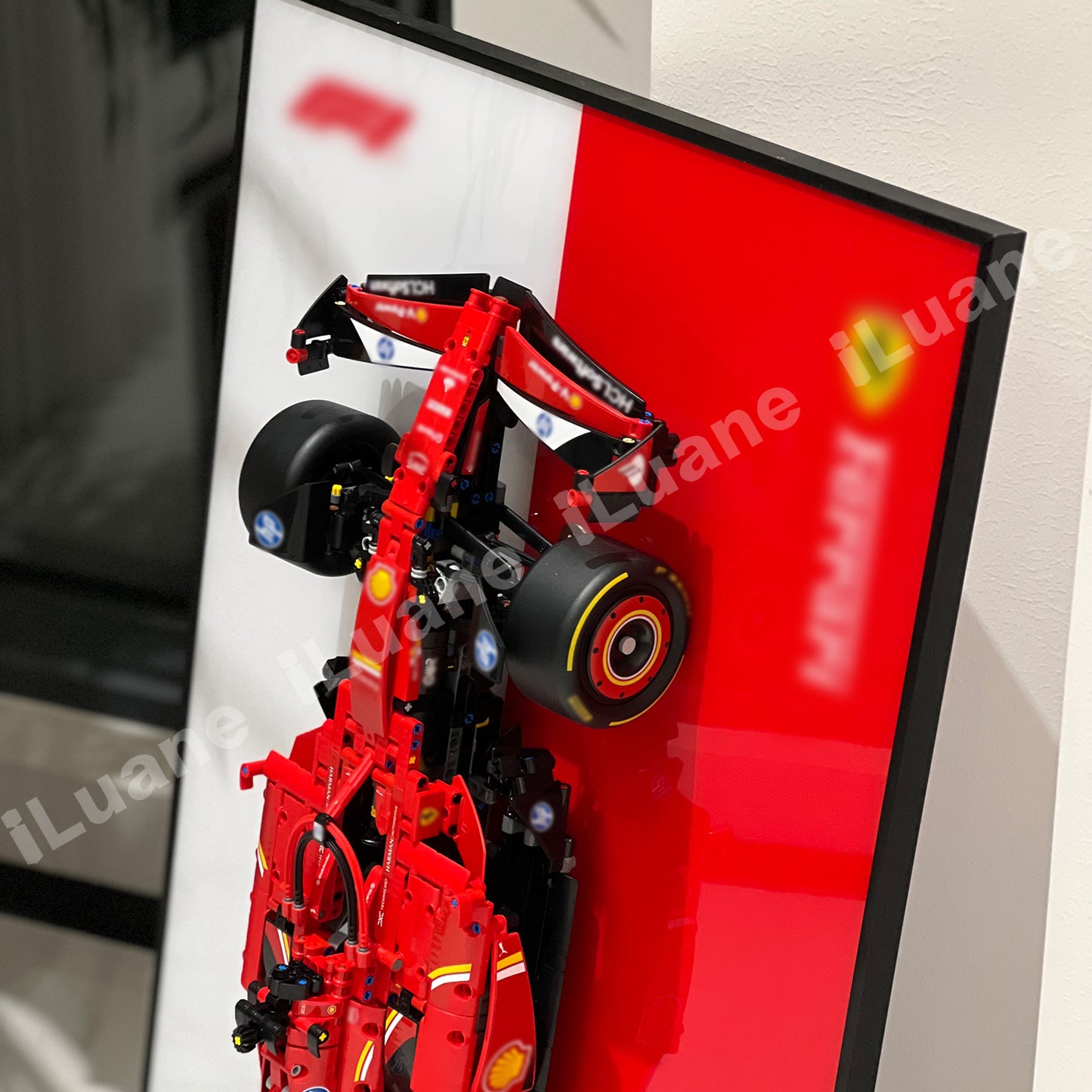 iLuane Display Wallboard for Lego Technic Ferrari SF-24 F1 Model Car Kit Building Set 42207, Adult Collectibles Wall Mount, Home or Office Décor, Two-Tone (No Car Included)