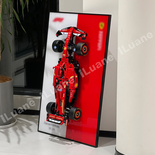 iLuane Display Wallboard for Lego Technic Ferrari SF-24 F1 Model Car Kit Building Set 42207, Adult Collectibles Wall Mount, Home or Office Décor, Two-Tone (No Car Included)