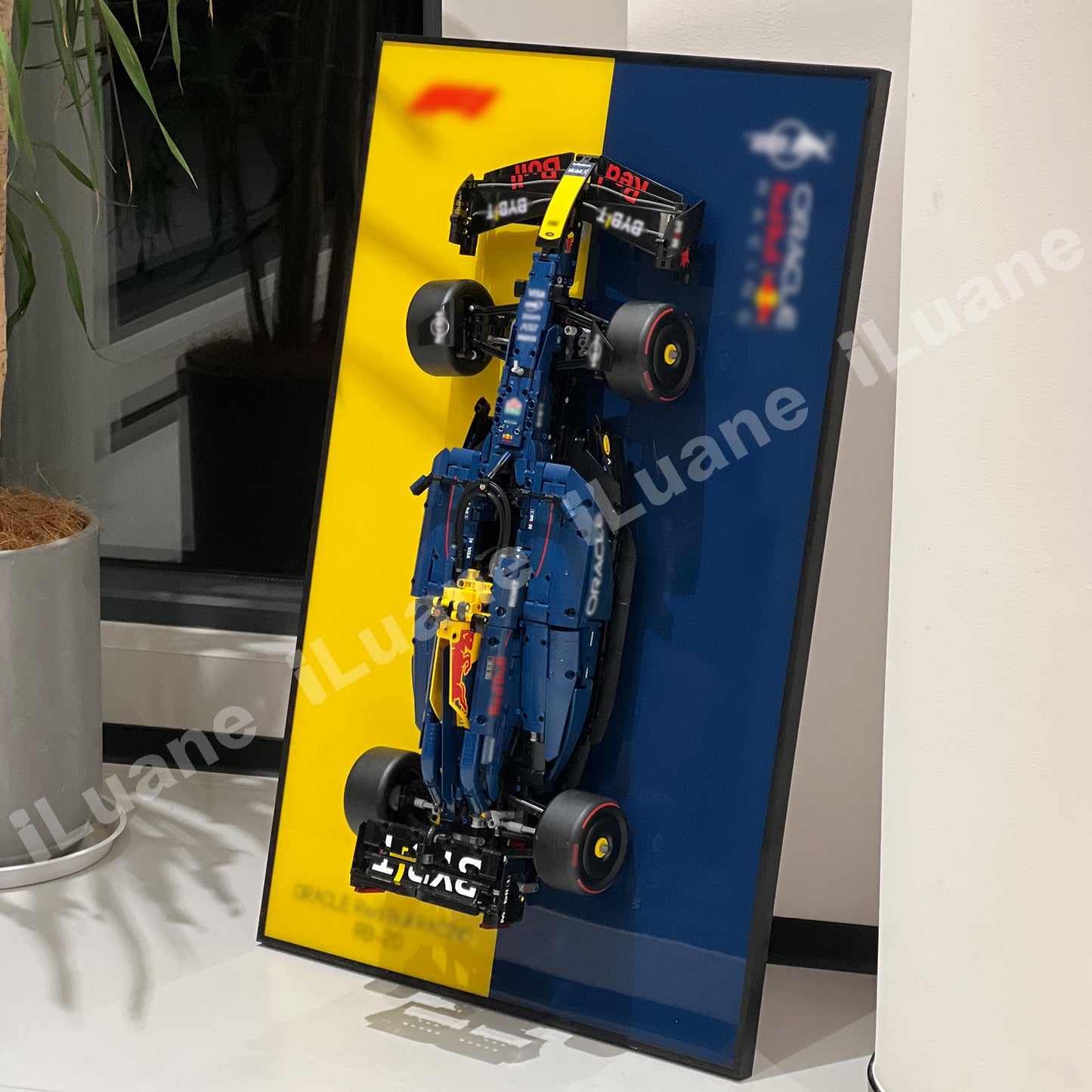 iLuane Display Wallboard for Lego Technic Oracle Red Bull Racing RB20 F1 Car 42206, Adult Collectibles Wall Mount, Home or Office Décor, Two-Tone (No Car Included)