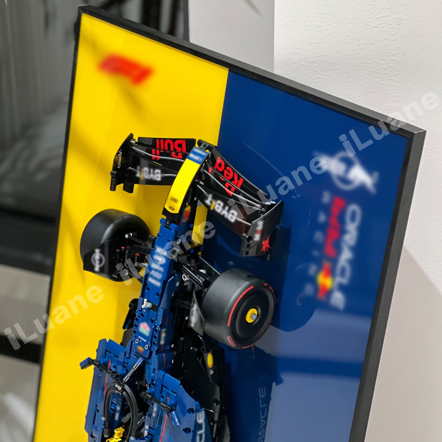 iLuane Display Wallboard for Lego Technic Oracle Red Bull Racing RB20 F1 Car 42206, Adult Collectibles Wall Mount, Home or Office Décor, Two-Tone (No Car Included)