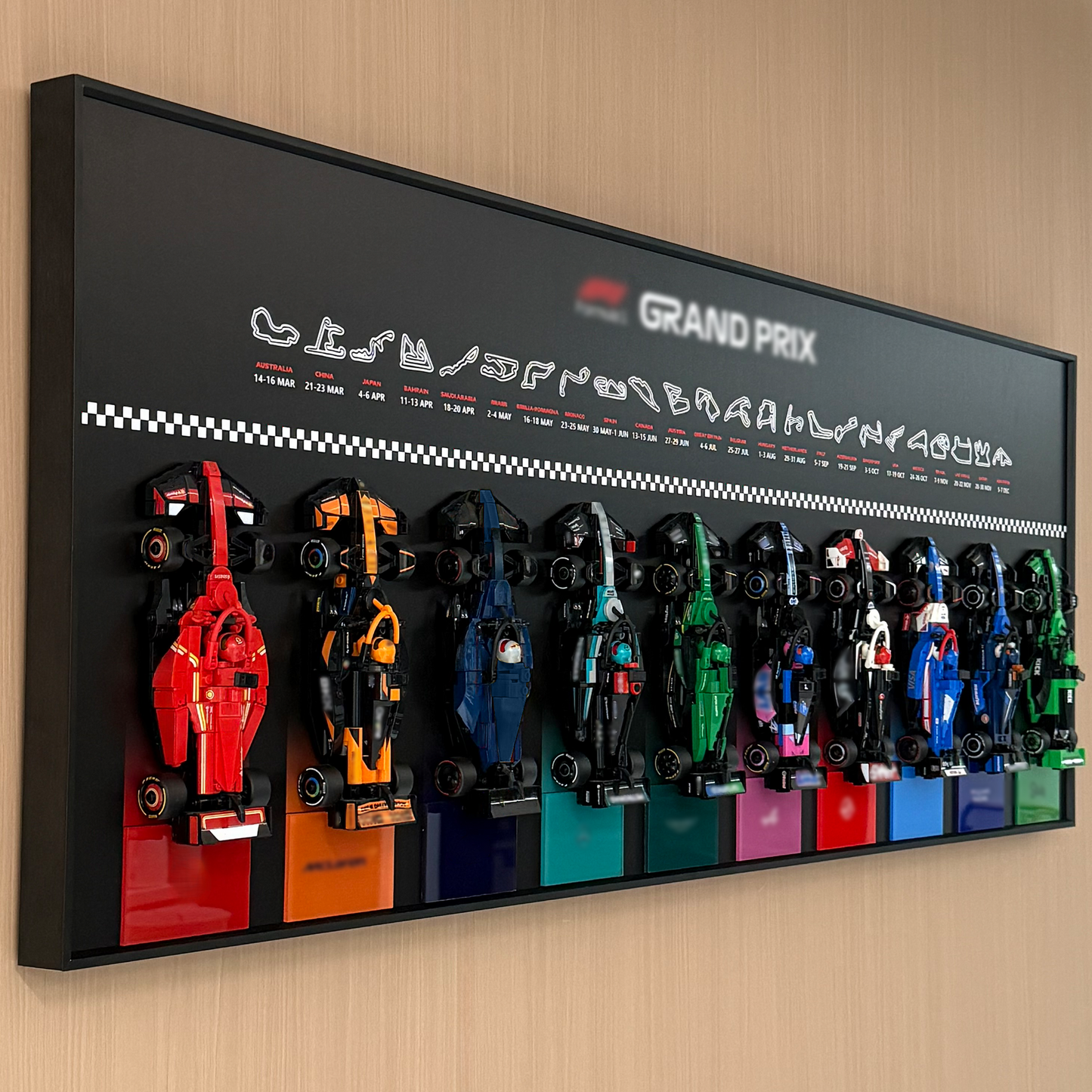 iLuane Display Wallboard for Lego Speed Champions Collector's Pack 66802, Holds 10 Cars in One Frame, Adult Collectibles Wall Mount, Home or Office Décor, 77242–77251 Style B (No Car Included)