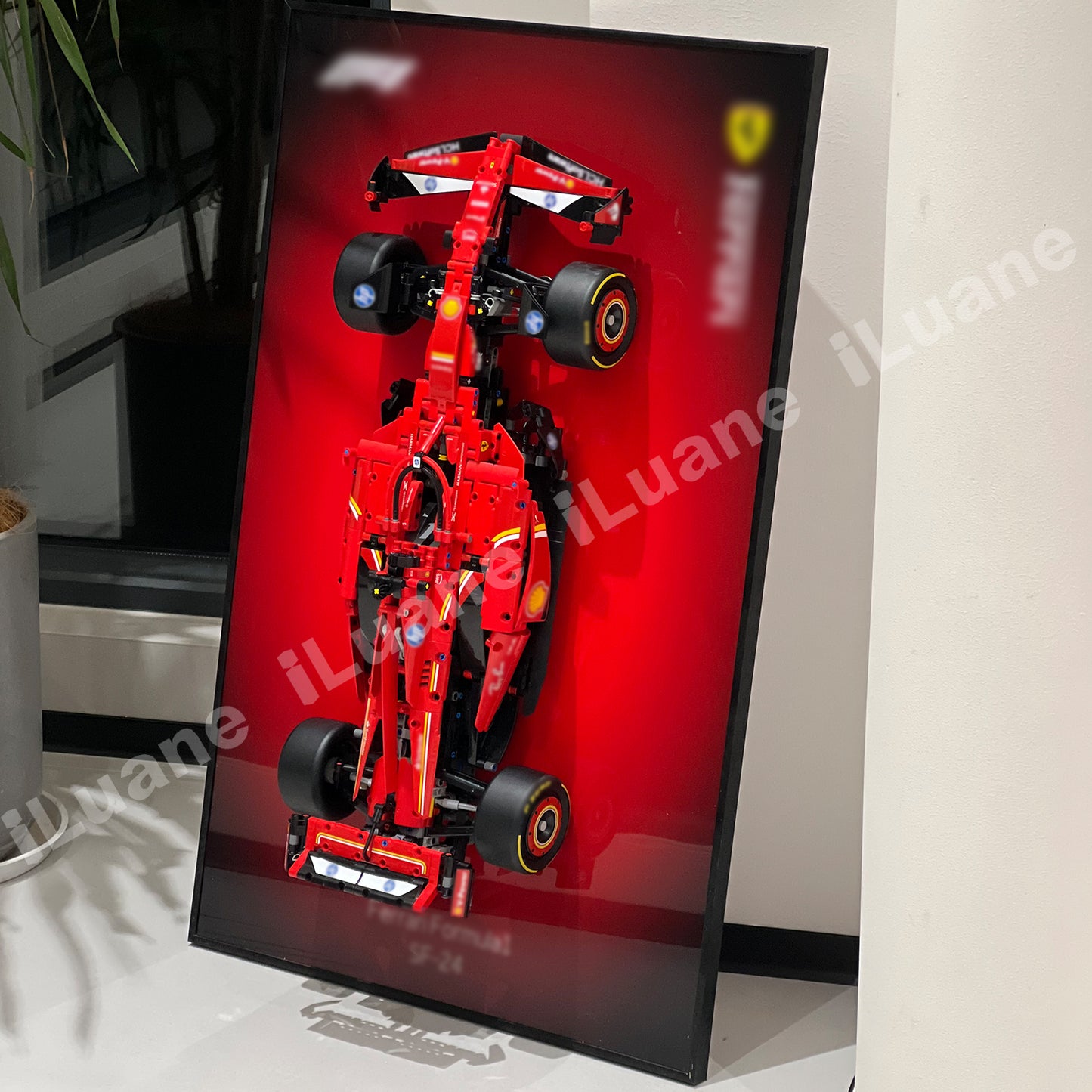 iLuane Display Wallboard for Lego Technic Ferrari SF-24 F1 Model Car Kit Building Set 42207, Adult Collectibles Wall Mount, Home or Office Décor, Gradient Color (No Car Included)