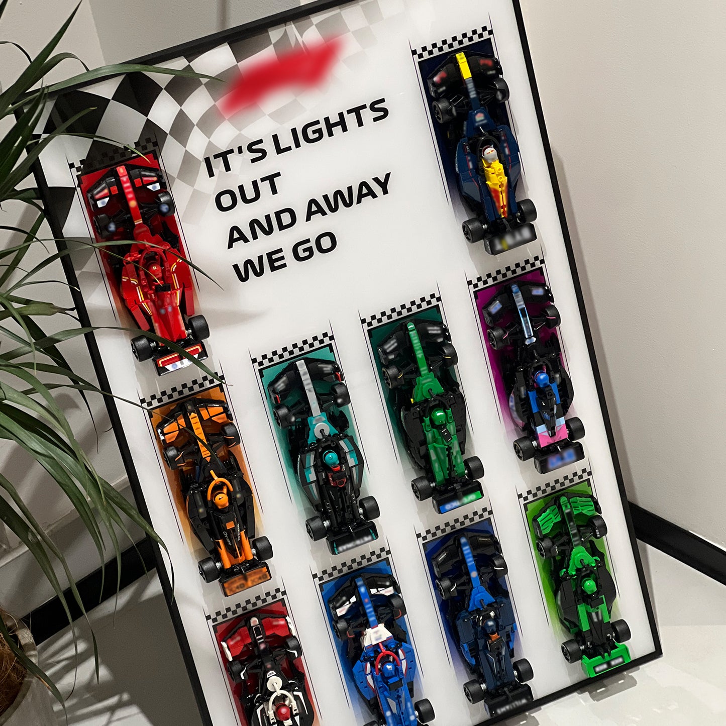 iLuane Display Wallboard for Lego Speed Champions Collector's Pack 66802, Display Frame for 10 Cars, Ideal for Adult Collectors, Home & Office Wall Mount, Style A(Cars Not Included)