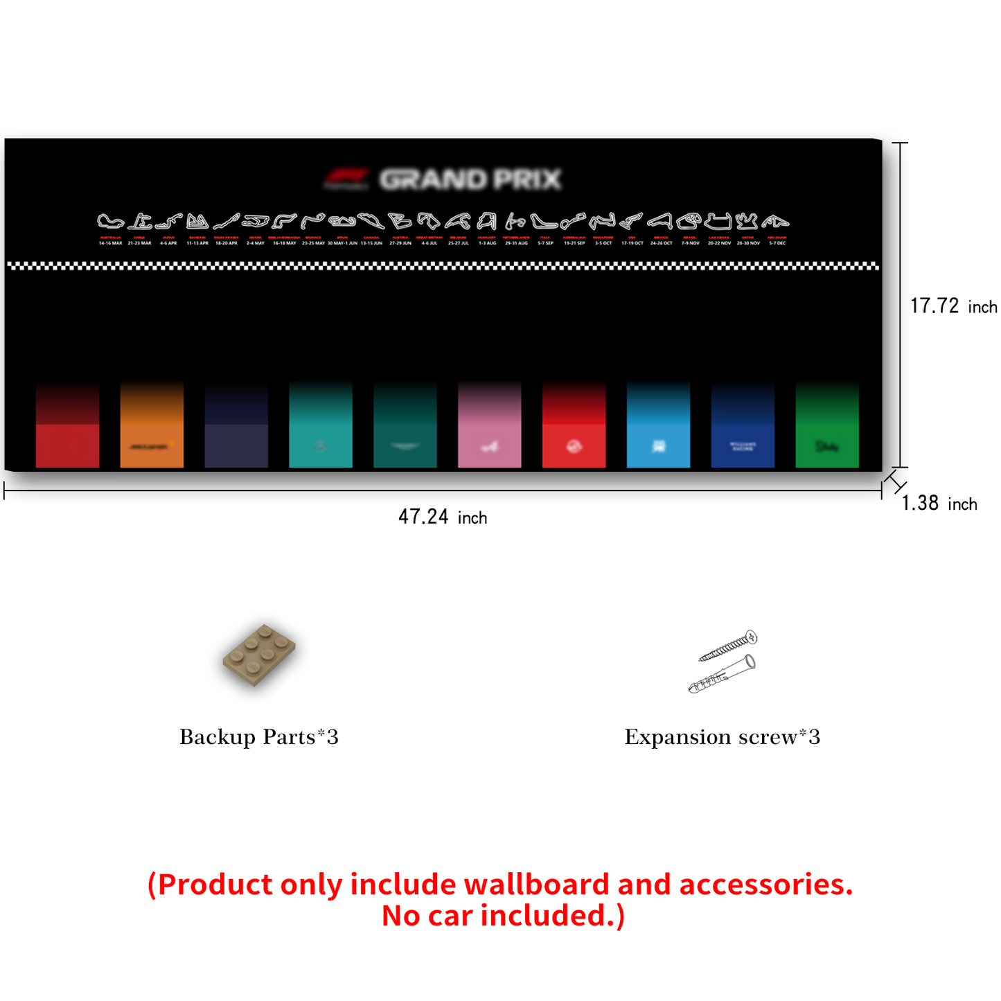 iLuane Display Wallboard for Lego Speed Champions Collector's Pack 66802, Holds 10 Cars in One Frame, Adult Collectibles Wall Mount, Home or Office Décor, 77242–77251 Style B (No Car Included)