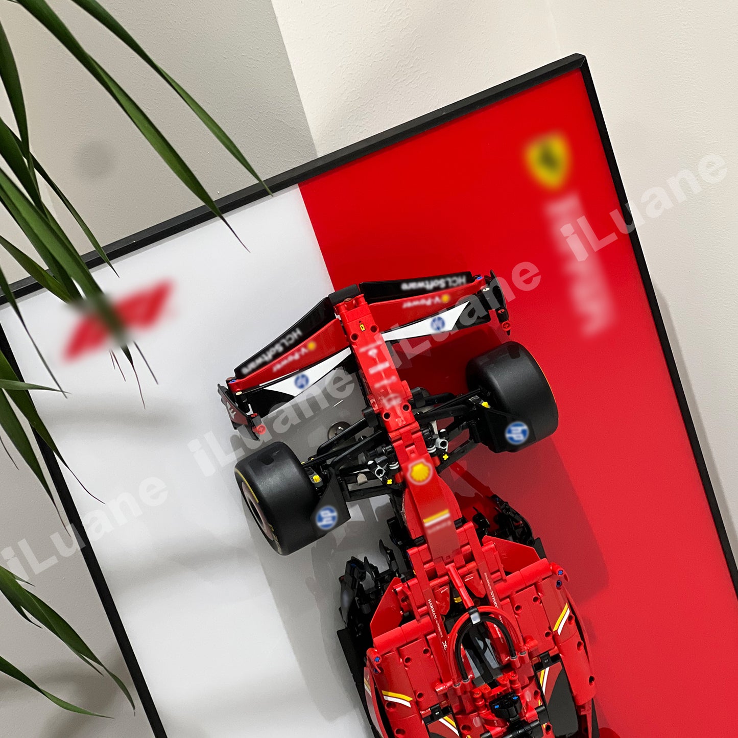 iLuane Display Wallboard for Lego Technic Ferrari SF-24 F1 Model Car Kit Building Set 42207, Adult Collectibles Wall Mount, Home or Office Décor, Two-Tone (No Car Included)