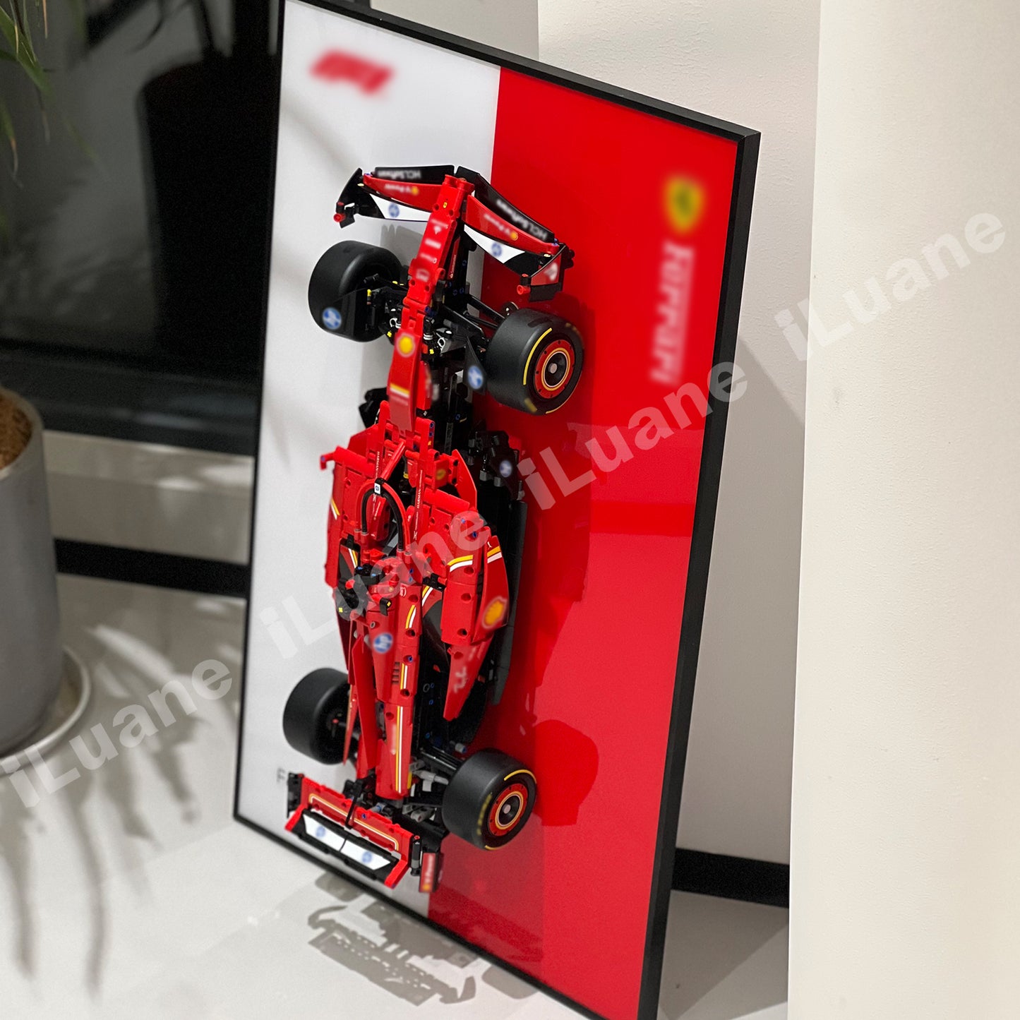 iLuane Display Wallboard for Lego Technic Ferrari SF-24 F1 Model Car Kit Building Set 42207, Adult Collectibles Wall Mount, Home or Office Décor, Two-Tone (No Car Included)