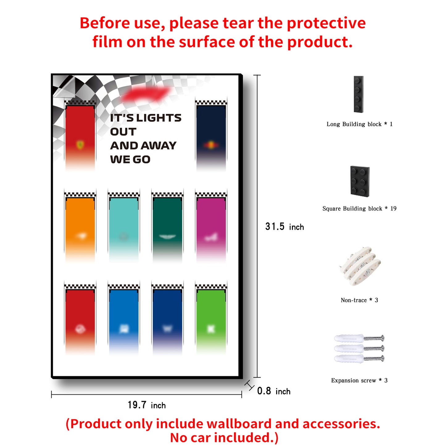 iLuane Display Wallboard for Lego Speed Champions Collector's Pack 66802, Display Frame for 10 Cars, Ideal for Adult Collectors, Home & Office Wall Mount, Style A(Cars Not Included)