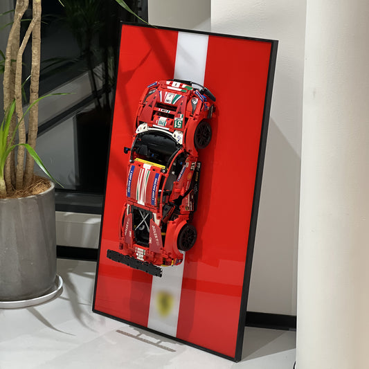 iLuane Display Wallboard for Lego Technic Ferrari 488 GTE 42125 (Only Display Wallboard)