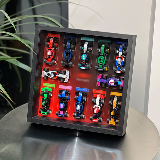 iLuane Display Wallboard for Lego Surprise Collectible Race Cars 66796, Holds 12 Cars on One Frame, Adult Collectibles Wall Mount, Home or Office Décor, Black (No Car Included)