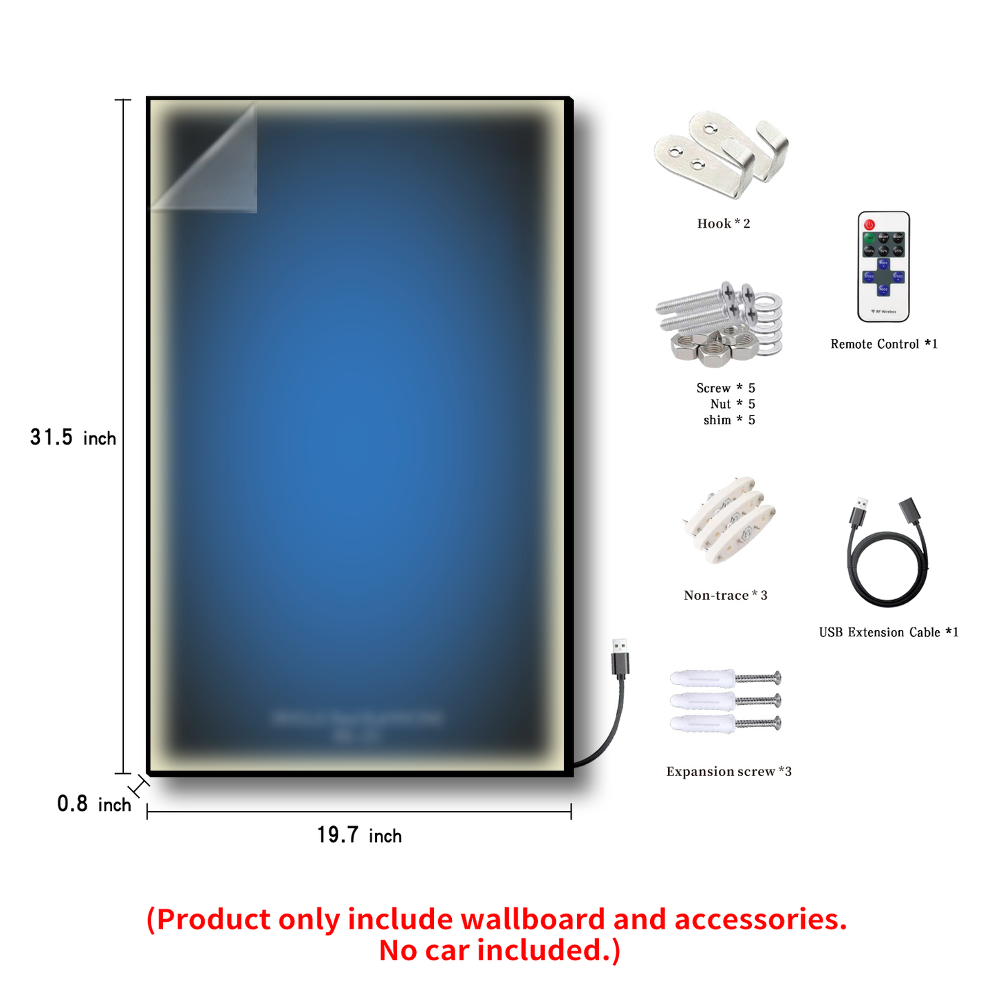 iLuane Display Wallboard for Lego Technic Racing RB20 Car 42206 with LED Lights (No Car Included)
