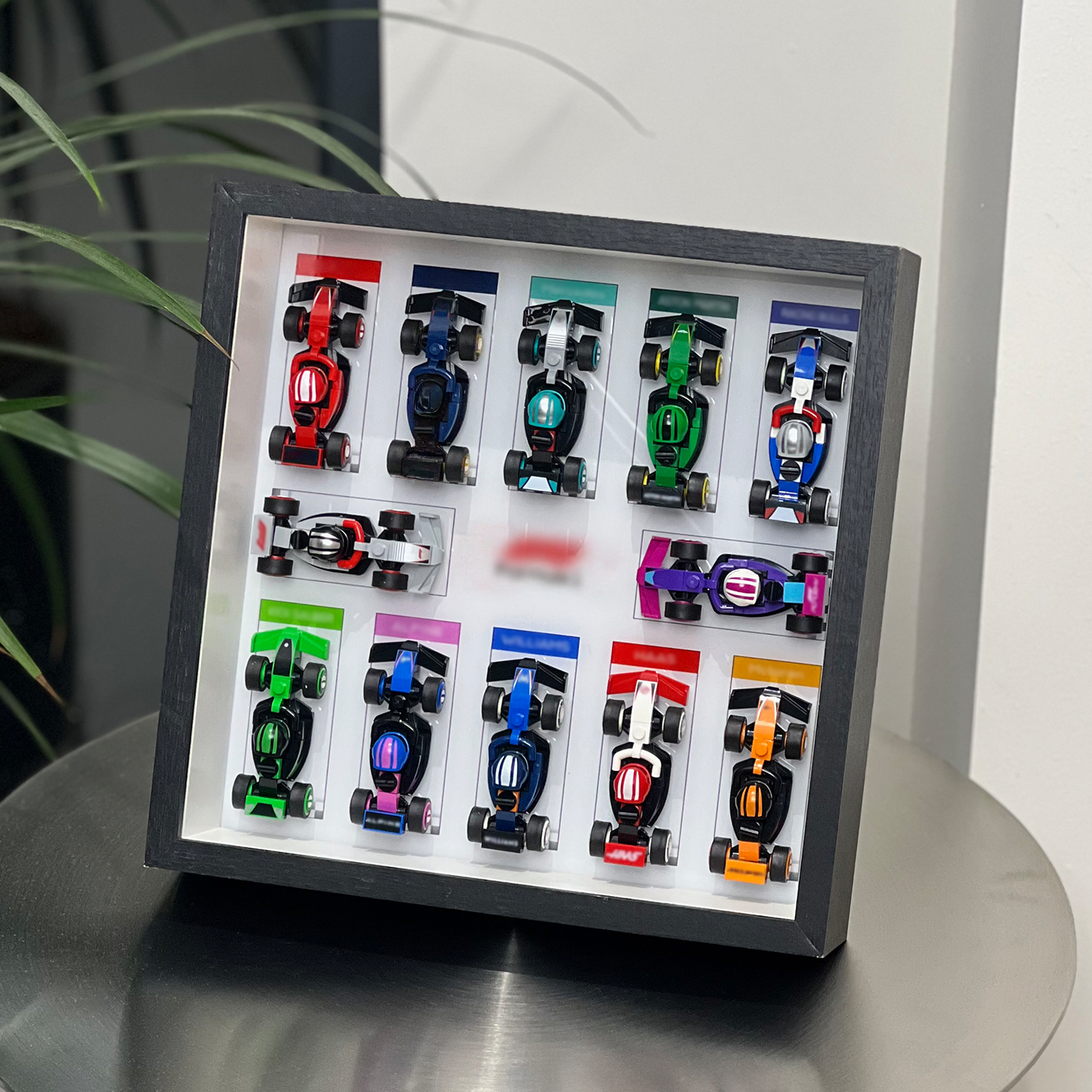 iLuane Display Wallboard for Lego Surprise Collectible Race Cars 66796, Holds 12 Cars on One Frame, Adult Collectibles Wall Mount, Home or Office Décor, White (No Car Included)