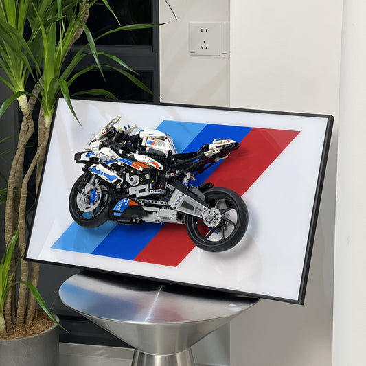 iLuane Display Wallboard for Lego Technic BMW M 1000 RR 42130 Motorcycle (Only Display Wallboard)