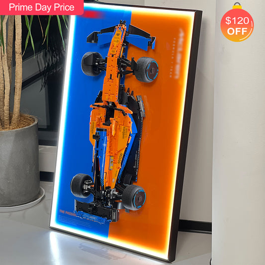 iLuane Display Wallboard for Lego Technic McLaren Formula 1 Race Car 42141 with LED Lights (No Car Included)