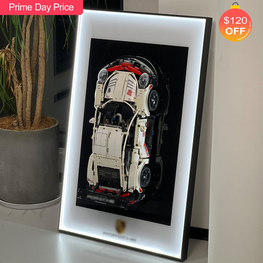 iLuane Display Wallboard for Lego Technic Porsche 911 RSR 42096 Race Car with LED Lights (No Car Included)
