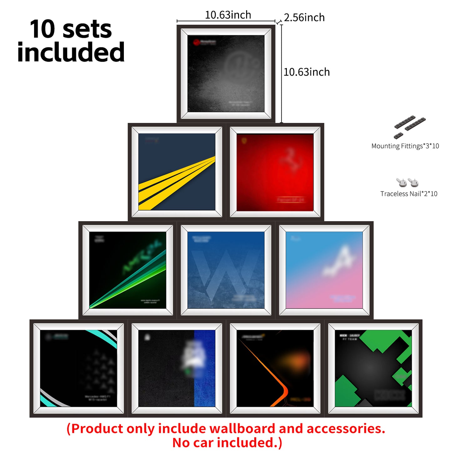 iLuane Display Wallboard for Lego Speed Champions Ultimate ollector's Pack 66802, Contains 10 Sets in 1, Adult Collectibles Wall Mount, Home or Office Décor (No Car Included)