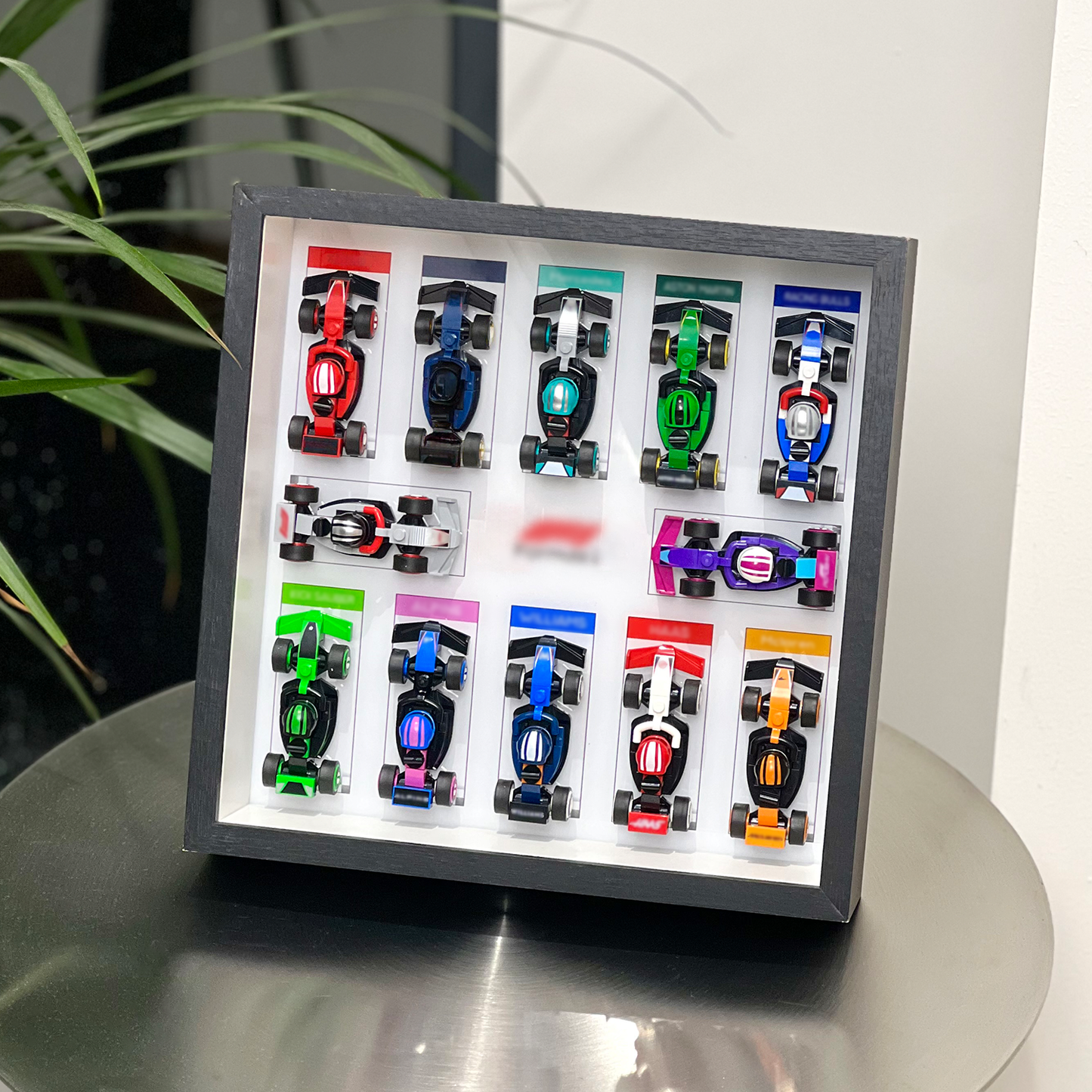 iLuane Display Wallboard for Lego Surprise Collectible Race Cars 66796, Holds 12 Cars on One Frame, Adult Collectibles Wall Mount, Home or Office Décor, White (No Car Included)