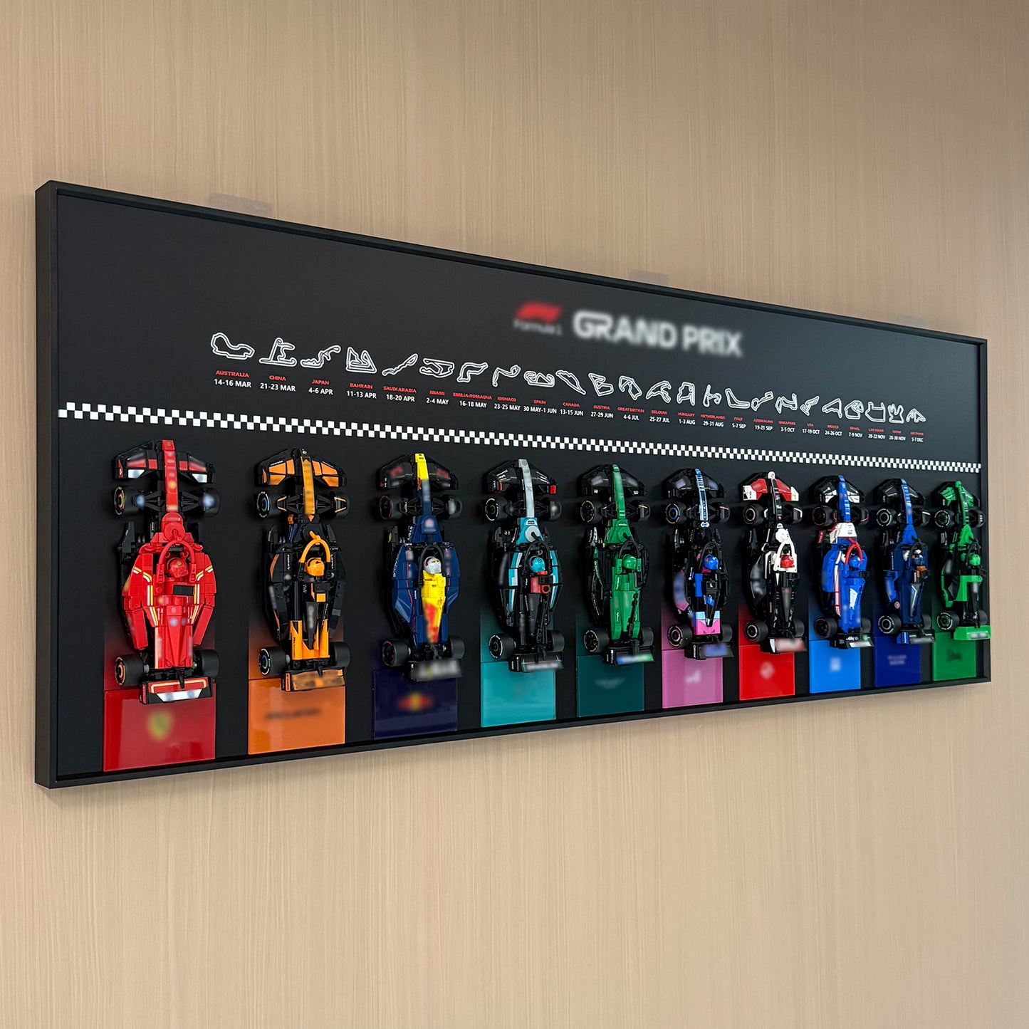 iLuane Display Wallboard for Lego Speed Champions Collector's Pack 66802, Holds 10 Cars in One Frame, Adult Collectibles Wall Mount, Home or Office Décor, 77242–77251 Style B (No Car Included)