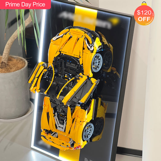 iLuane Display Wallboard for Lego Technic McLaren P1 Hypercar Building Set 42172 with LED Lights (No Car Included)