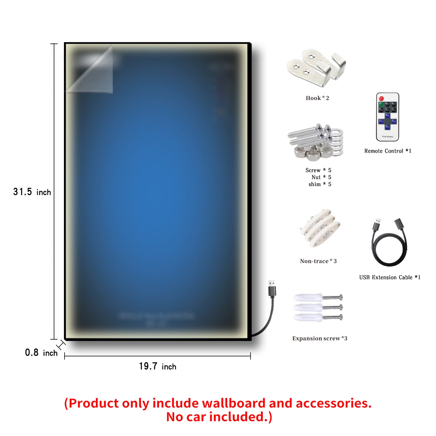 iLuane Display Wallboard for Lego Technic Racing RB20 Car 42206 with LED Lights (No Car Included)
