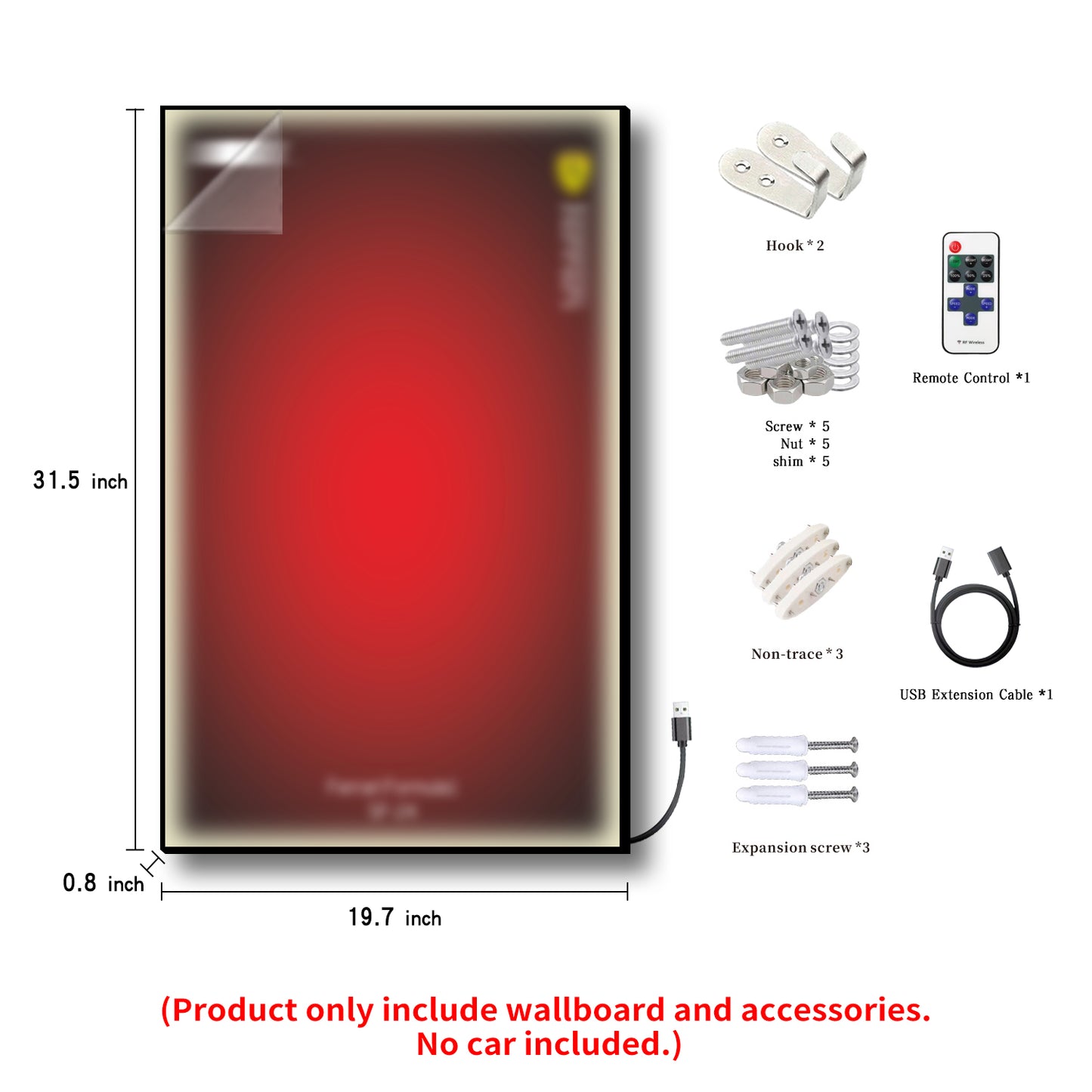 iLuane Display Wallboard for Lego Technic SF-24 Model Car Kit Building Set 42207 with LED Lights (No Car Included)