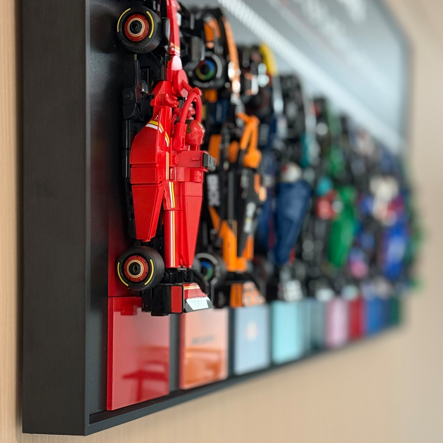 iLuane Display Wallboard for Lego Speed Champions Collector's Pack 66802, Holds 10 Cars in One Frame, Adult Collectibles Wall Mount, Home or Office Décor, 77242–77251 Style B (No Car Included)
