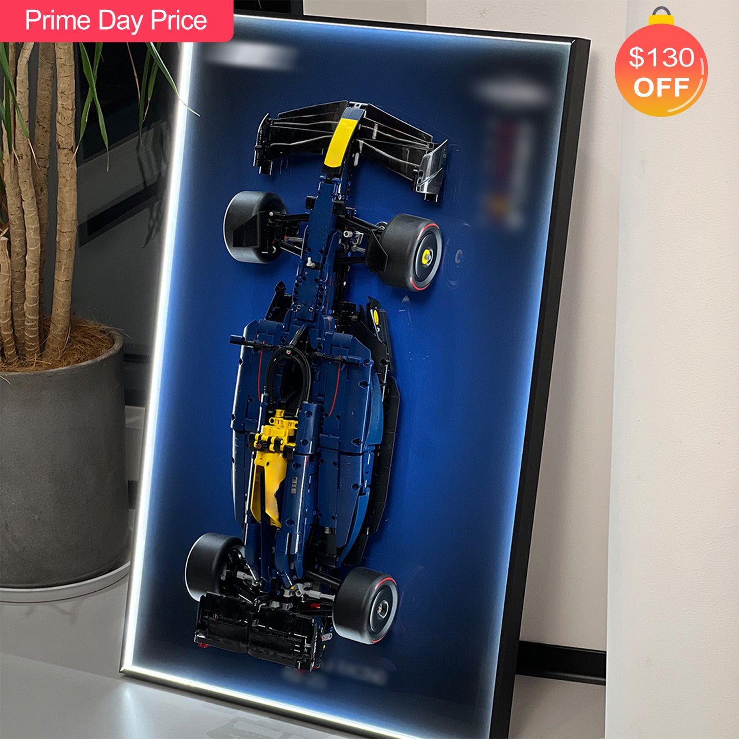iLuane Display Wallboard for Lego Technic Racing RB20 Car 42206 with LED Lights (No Car Included)