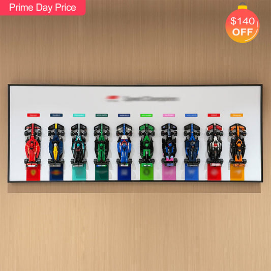 iLuane Display Wallboard for LEGO Speed Champions Ultimate Collector's Pack 66802, Holds 10 Cars on One Frame, Adult Collectibles Wall Mount, Home or Office Décor, Style A (No Car Included)