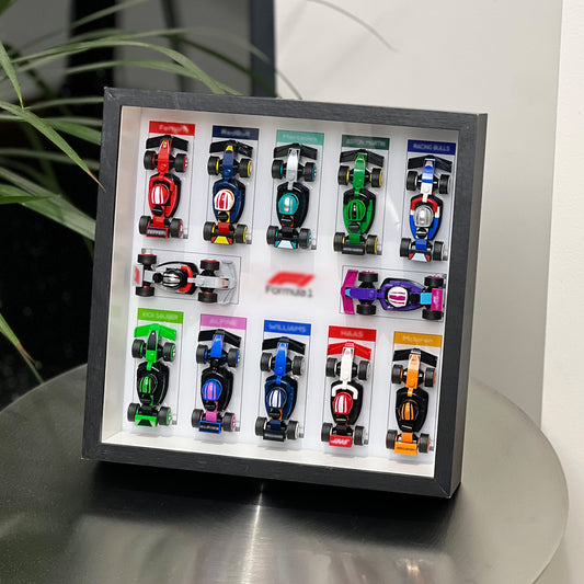 iLuane Display Wallboard for Lego Surprise F1 Collectible Race Cars 66796, Holds 12 Cars on One Frame, Adult Collectibles F1 Wall Mount, Home or Office Décor, White (No Car Included)