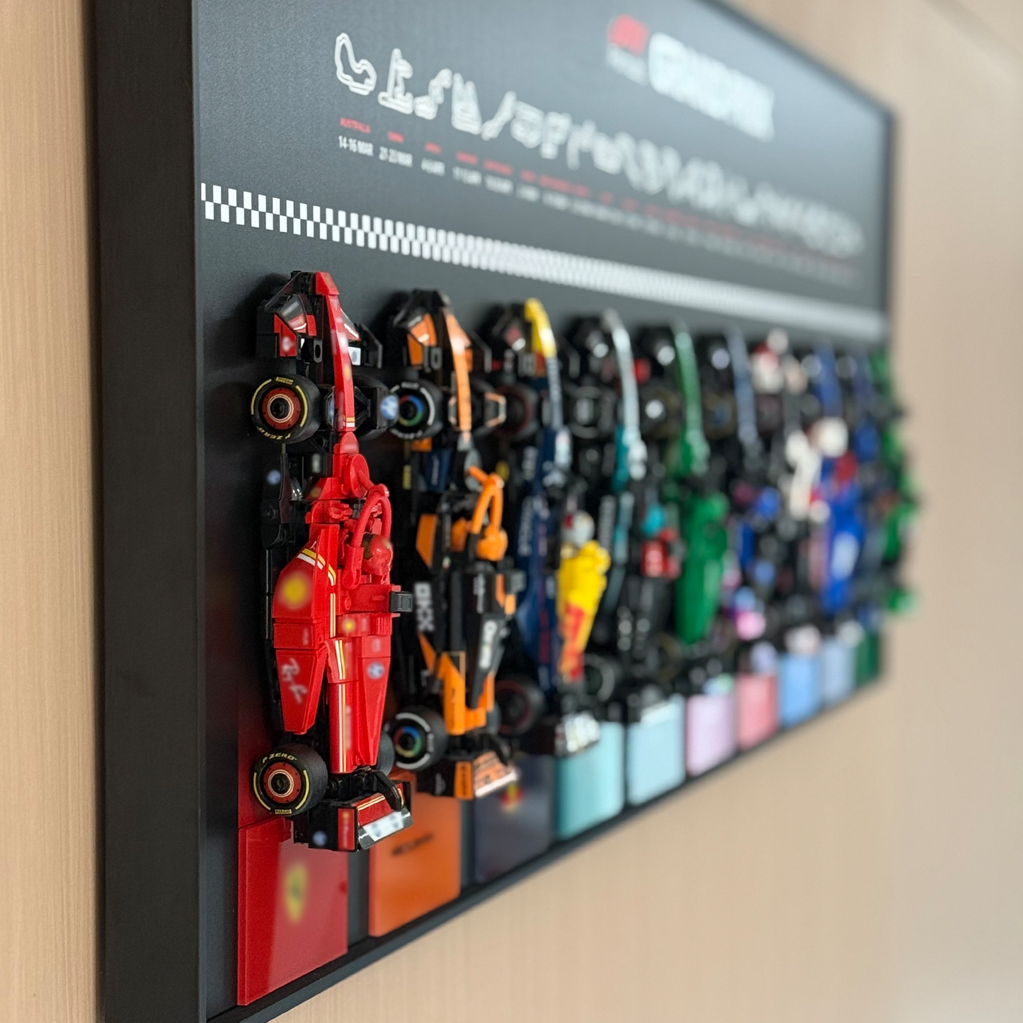 iLuane Display Wallboard for Lego Speed Champions Collector's Pack 66802, Holds 10 Cars in One Frame, Adult Collectibles Wall Mount, Home or Office Décor, 77242–77251 Style B (No Car Included)