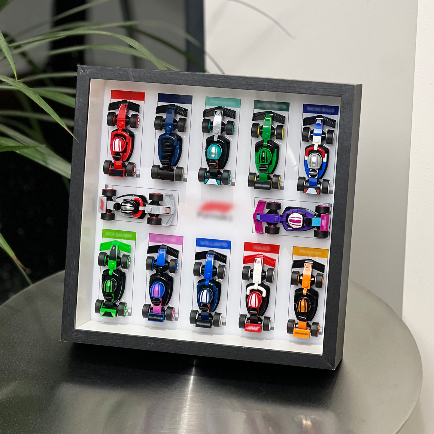 iLuane Display Wallboard for Lego Surprise Collectible Race Cars 66796, Holds 12 Cars on One Frame, Adult Collectibles Wall Mount, Home or Office Décor, White (No Car Included)