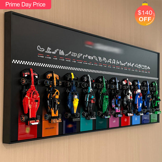 iLuane Display Wallboard for Lego Speed Champions Collector's Pack 66802, Holds 10 Cars in One Frame, Adult Collectibles Wall Mount, Home or Office Décor, 77242–77251 Style B (No Car Included)