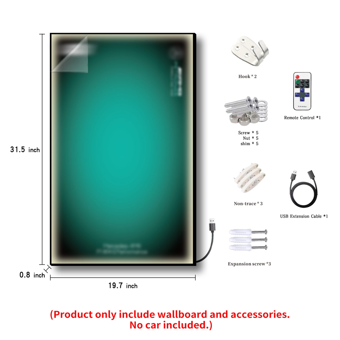 iLuane Display Wallboard for Lego Technic Mercedes-AMG Race Car 42171 with LED Lights (No Car Included)