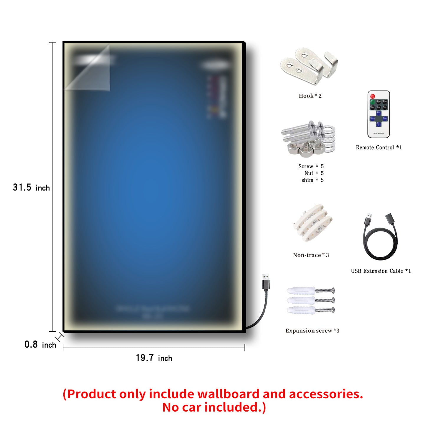 iLuane Display Wallboard for Lego Technic Racing RB20 Car 42206 with LED Lights (No Car Included)