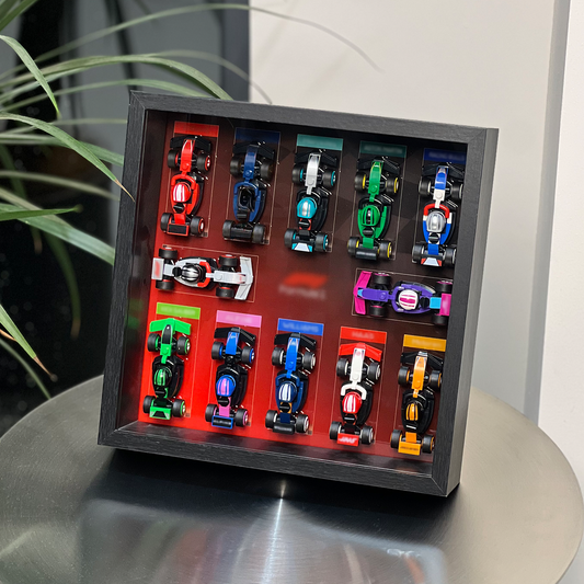 iLuane Display Wallboard for Lego Surprise Collectible Race Cars 66796, Holds 12 Cars on One Frame, Adult Collectibles Wall Mount, Home or Office Décor, Black (No Car Included)