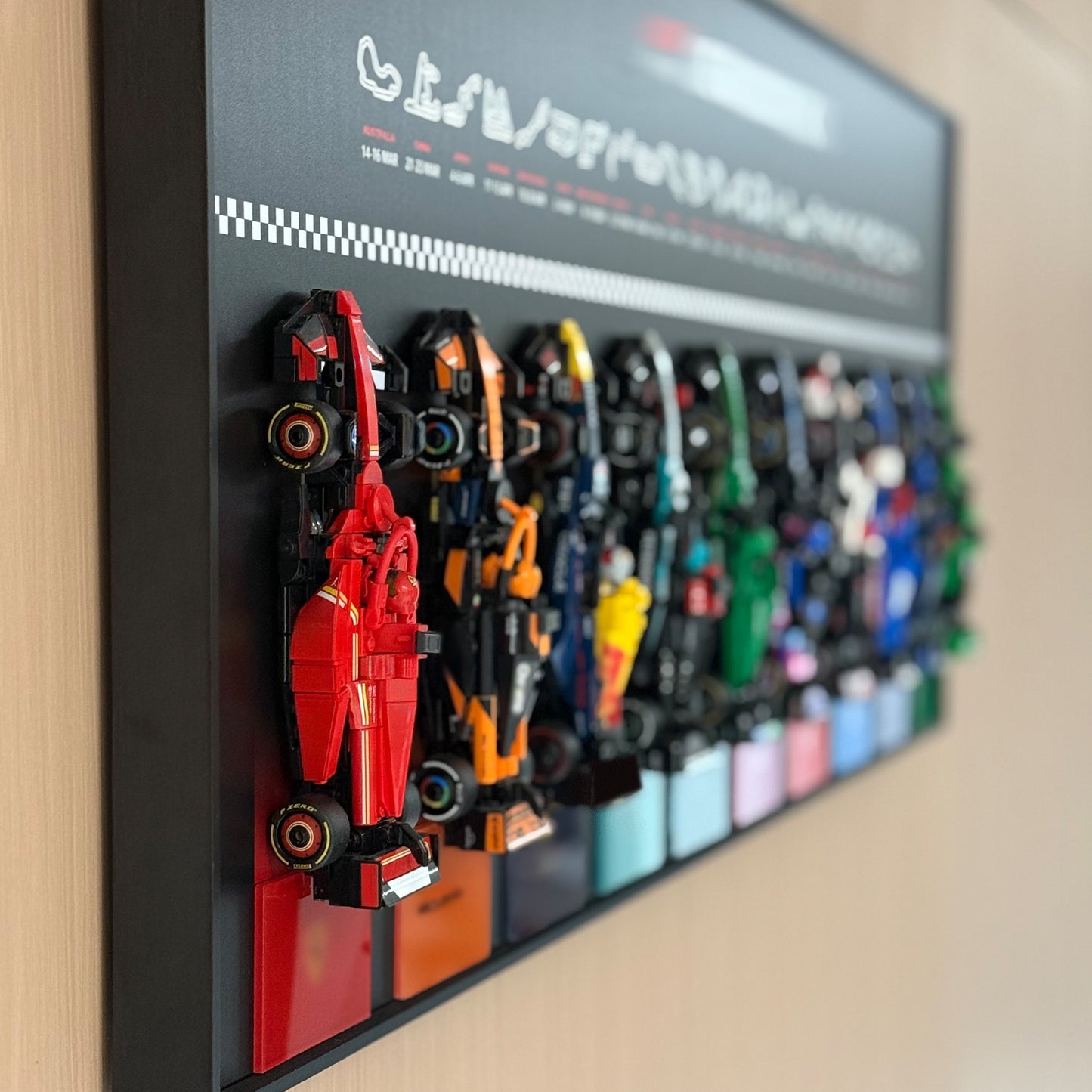 iLuane Display Wallboard for Lego Speed Champions Collector's Pack 66802, Holds 10 Cars in One Frame, Adult Collectibles Wall Mount, Home or Office Décor, 77242–77251 Style B (No Car Included)