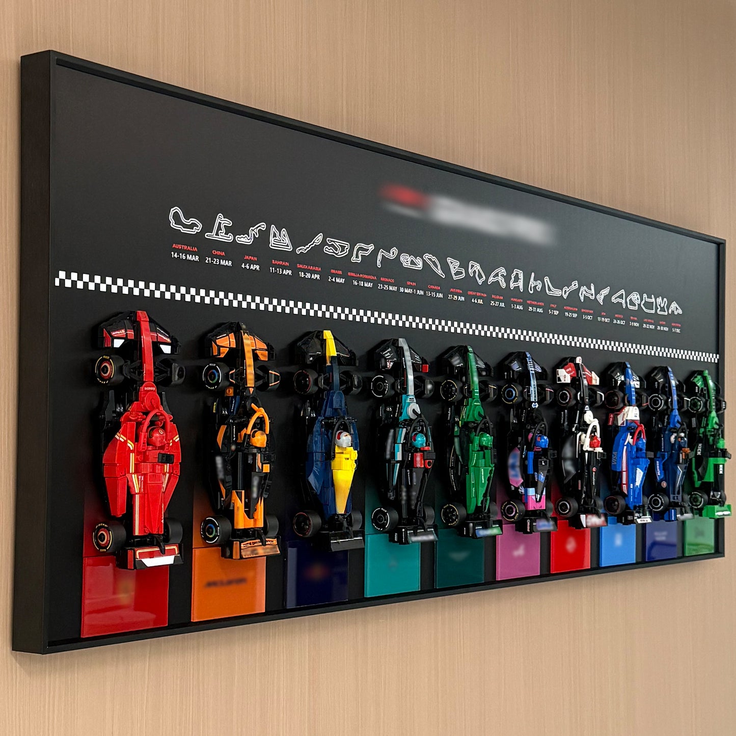 iLuane Display Wallboard for Lego Speed Champions Collector's Pack 66802, Holds 10 Cars in One Frame, Adult Collectibles Wall Mount, Home or Office Décor, 77242–77251 Style B (No Car Included)