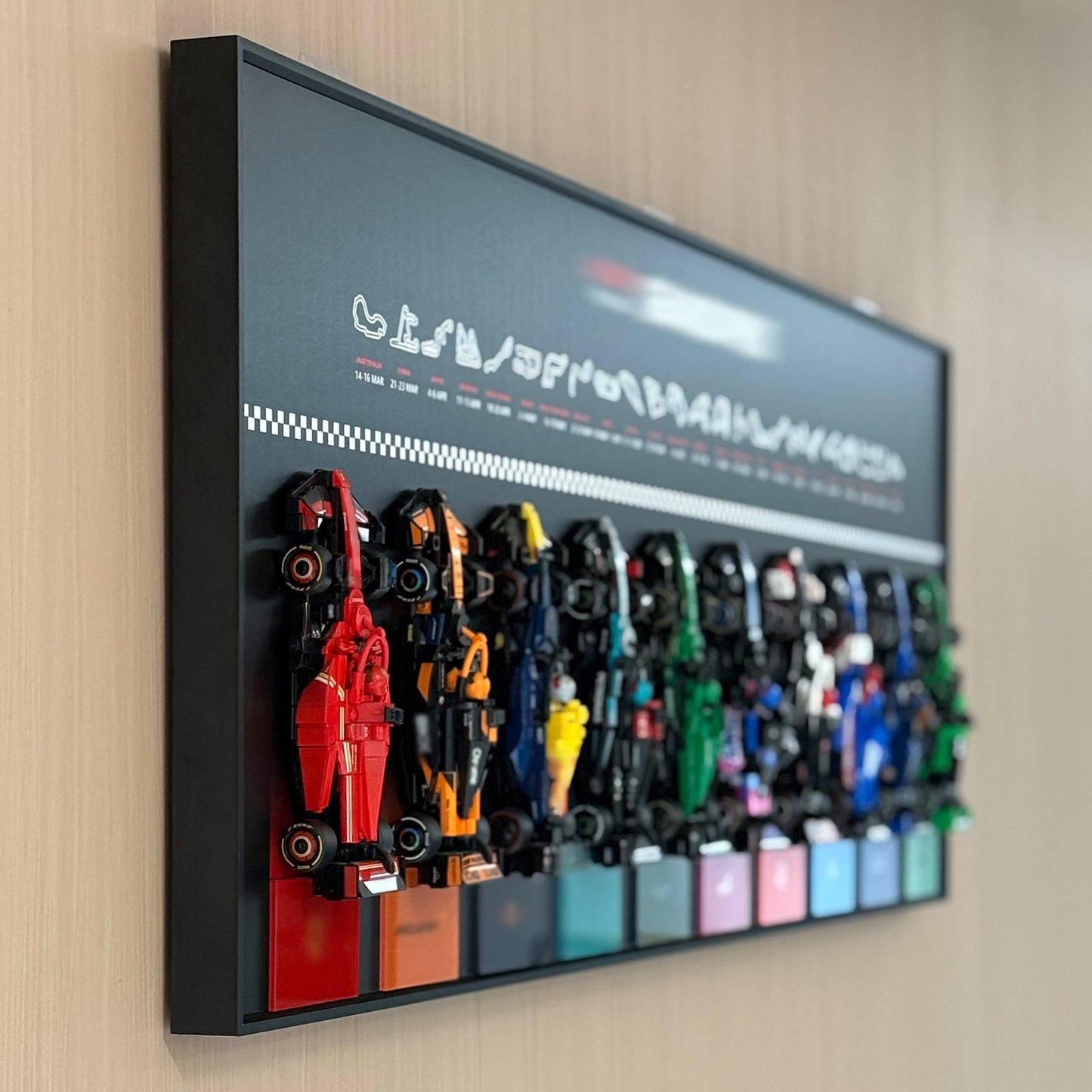 iLuane Display Wallboard for Lego Speed Champions Collector's Pack 66802, Holds 10 Cars in One Frame, Adult Collectibles Wall Mount, Home or Office Décor, 77242–77251 Style B (No Car Included)