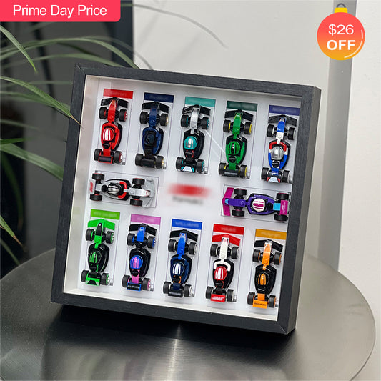 iLuane Display Wallboard for Lego Surprise Collectible Race Cars 66796, Holds 12 Cars on One Frame, Adult Collectibles Wall Mount, Home or Office Décor, White (No Car Included)