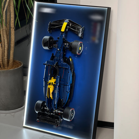 iLuane Display Wallboard for Lego Technic Racing RB20 Car 42206 with LED Lights (No Car Included)