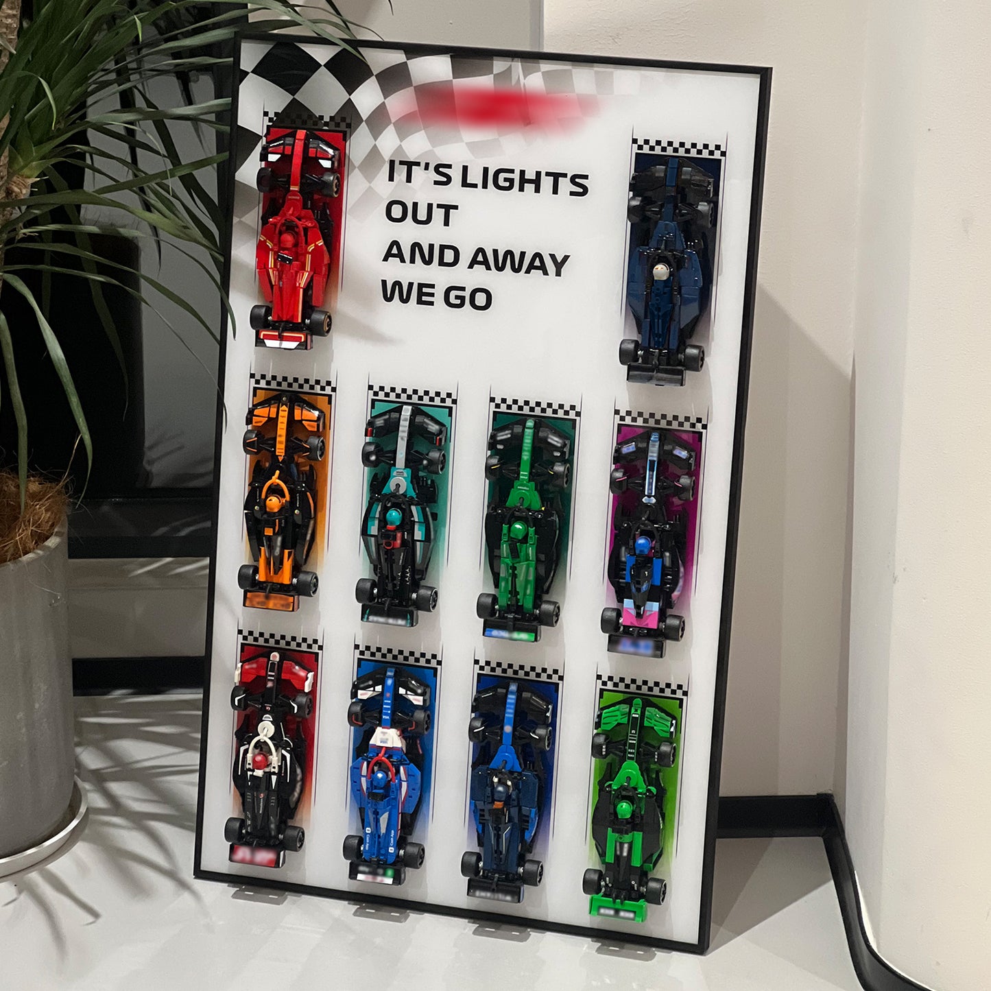 iLuane Display Wallboard for Lego Speed Champions Collector's Pack 66802, Display Frame for 10 Cars, Ideal for Adult Collectors, Home & Office Wall Mount, Style A(Cars Not Included)
