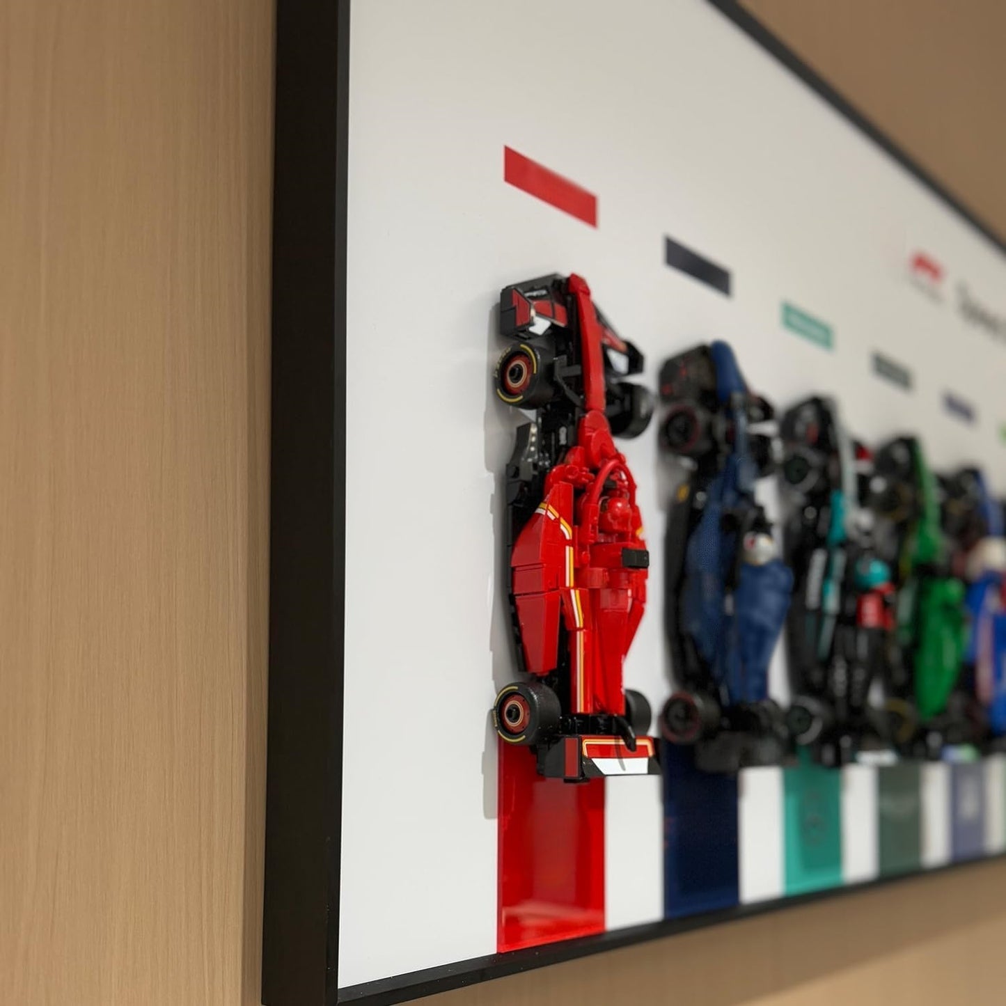 iLuane Display Wallboard for LEGO Speed Champions Ultimate Formula 1 Collector's Pack 66802, Holds 10 Cars on One Frame, Adult Collectibles F1 Wall Mount, Home or Office Décor, Style A (No Car Included)