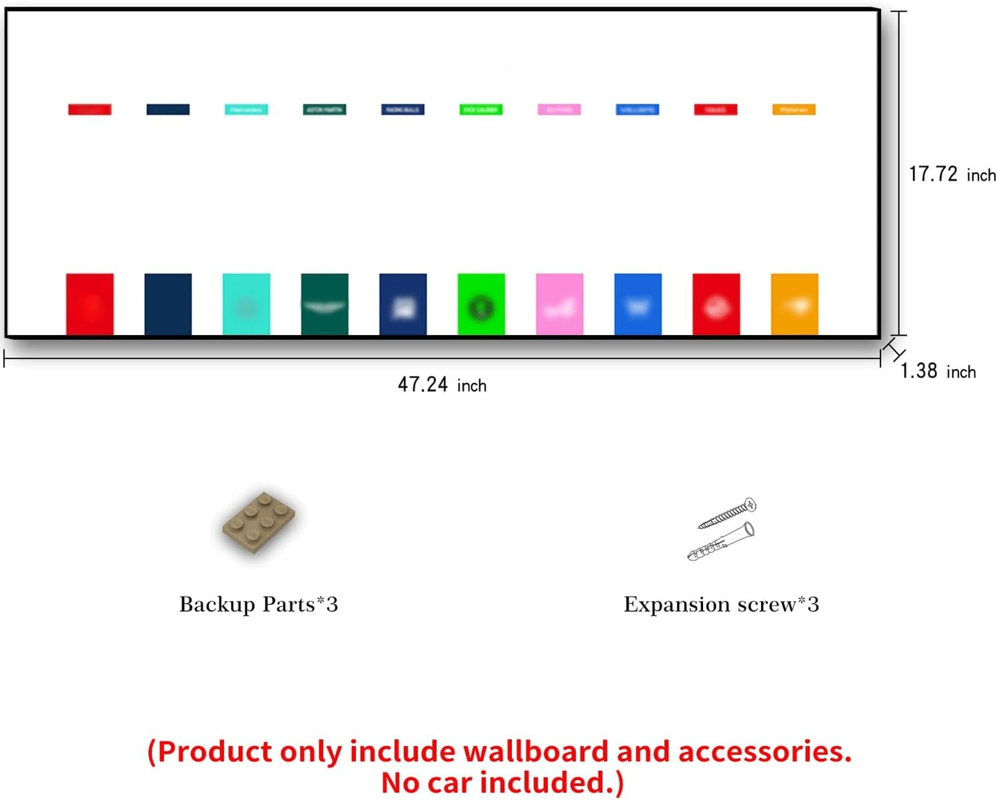 iLuane Display Wallboard for LEGO Speed Champions Ultimate Formula 1 Collector's Pack 66802, Holds 10 Cars on One Frame, Adult Collectibles F1 Wall Mount, Home or Office Décor, Style A (No Car Included)