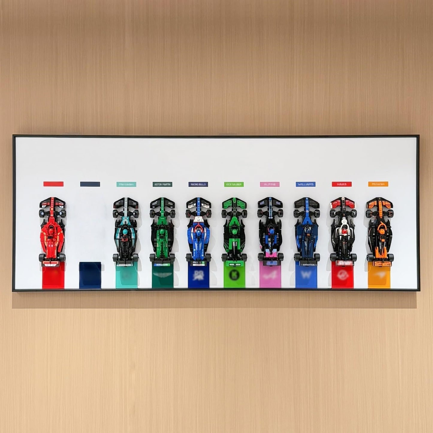 iLuane Display Wallboard for LEGO Speed Champions Ultimate Formula 1 Collector's Pack 66802, Holds 10 Cars on One Frame, Adult Collectibles F1 Wall Mount, Home or Office Décor, Style A (No Car Included)
